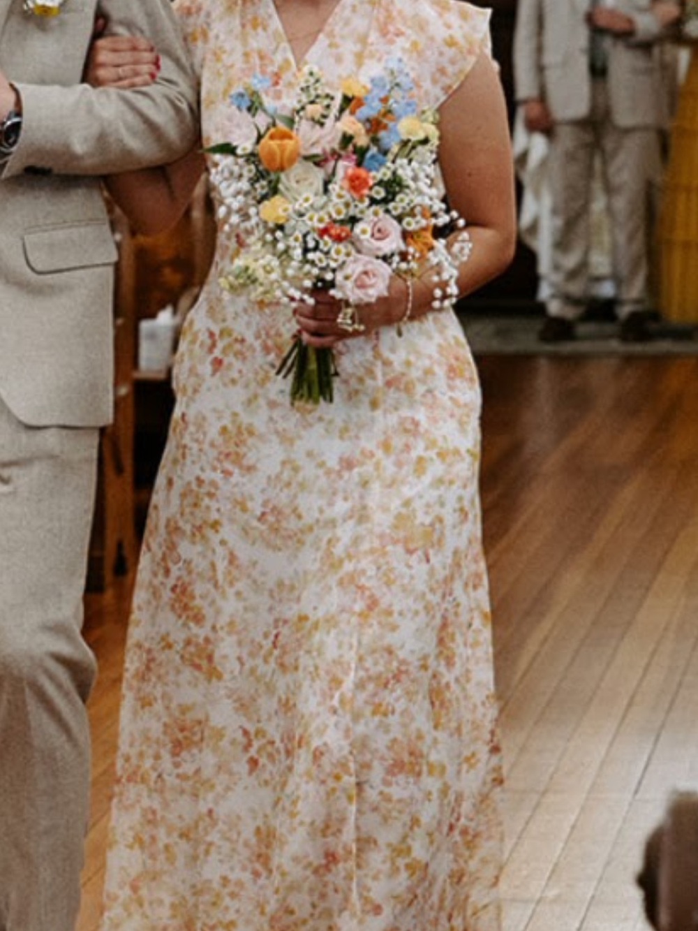 Birdy Grey Floral Maxi Dress in Cream, Pink and Yellow - Picture 3 of 6